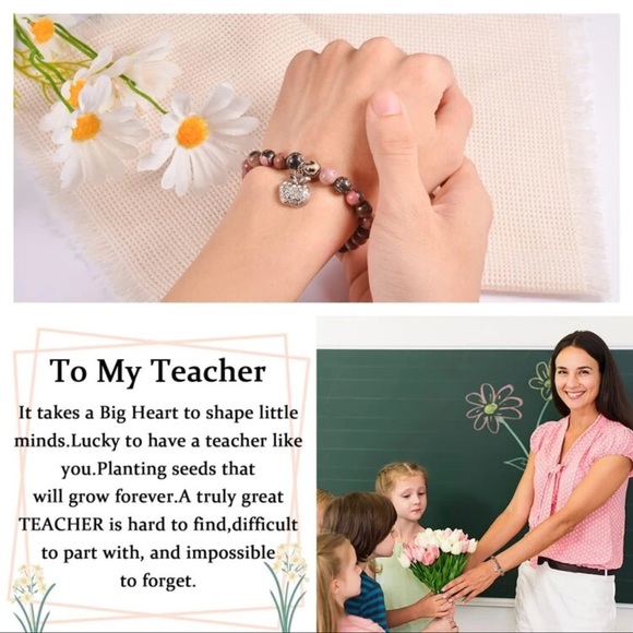 $4 NATURAL STONE TEACHER BEADED BRACELET. NEW. $4 WHEN BUNDLED WITH 3 OR MORE - Picture 5 of 16